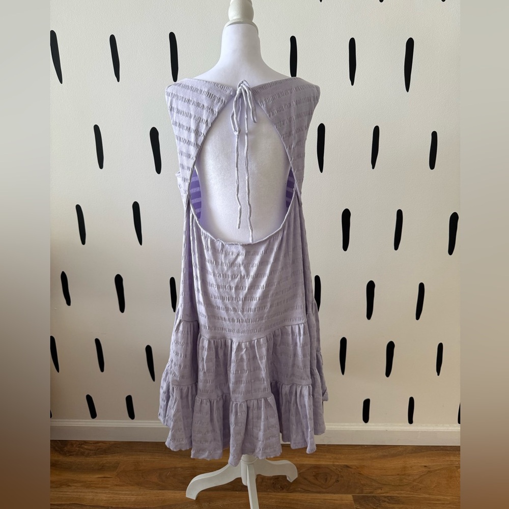 Anthropologie Lavender Sleeveless Tiered Sundress with Open Back
